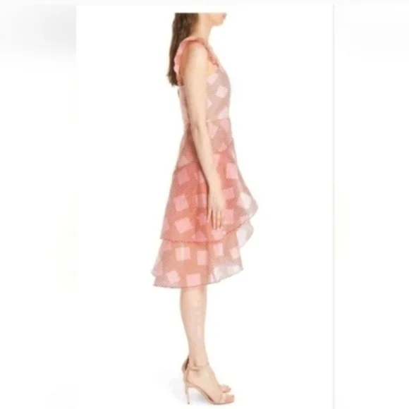Alice + Olivia Angelita Ruffle  Midi Dress Pink Size 0 NWOT - Picture 8 of 12